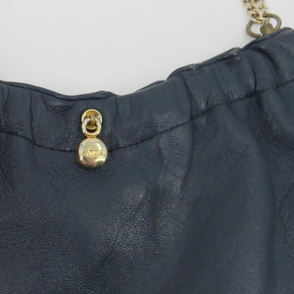 VTG Ande Blue Genuine Leather Gold Metal Chain Strap Handbag Purse Bag Retro - Picture 3 of 10